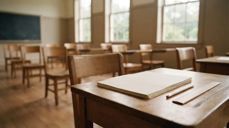 A diverse group of high school students taking a written examination at their desks in a classroom.