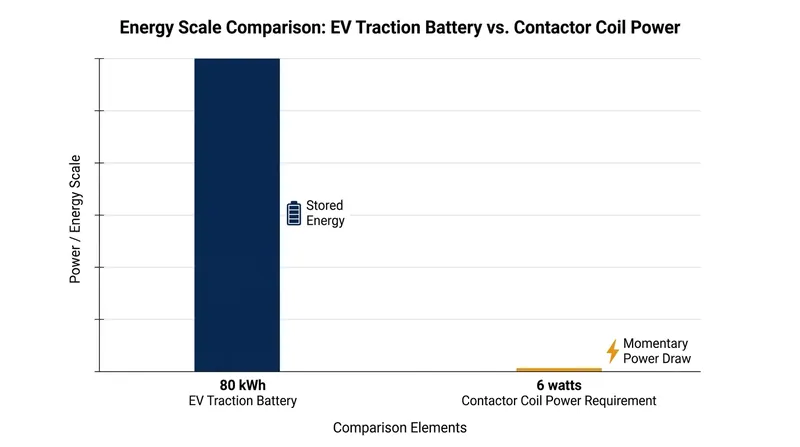 The energy required to close the isolation relays is microscopic compared to the massive reservoir it guards.