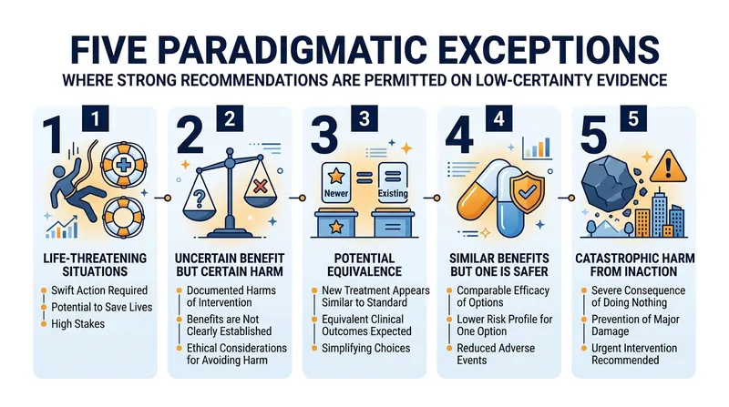 The five specific scenarios where discordant recommendations are methodologically justified.
