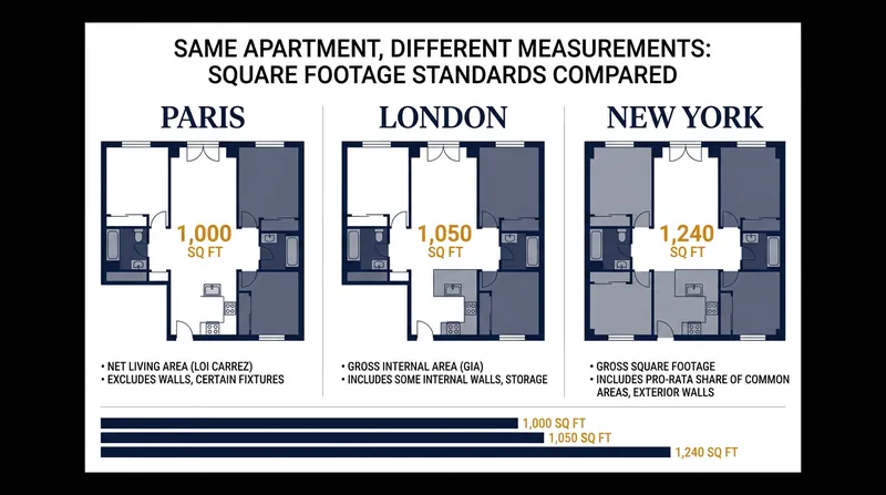 How local measurement standards inflate the square footage of an identical physical space.