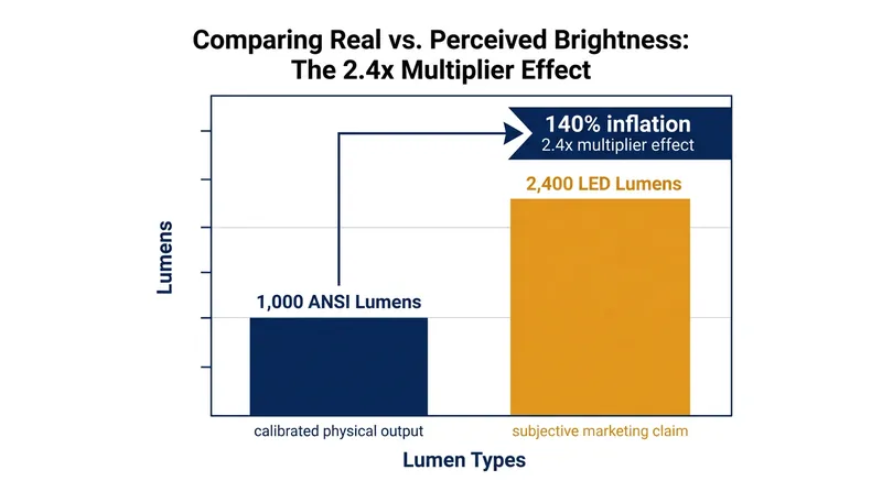 By applying a subjective multiplier, manufacturers can market a 1,000-lumen projector as a 2,400-lumen device.