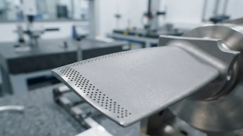 Illustration: A ceramic thermal barrier coating works in tandem with the air film to slow heat transfer into the superalloy.