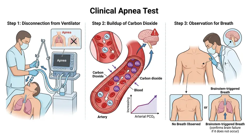 The apnea test is the definitive clinical threshold for determining the irreversible loss of the respiratory drive.
