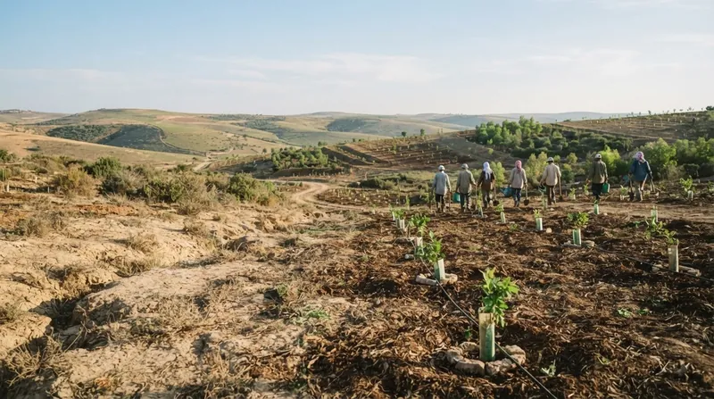 Illustration: Restoration efforts are projected to yield an eight-to-one social return by creating rural jobs and stabilizing local economies.