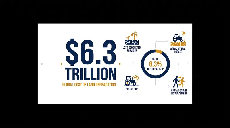 The annual economic toll of land degradation compared to global GDP.