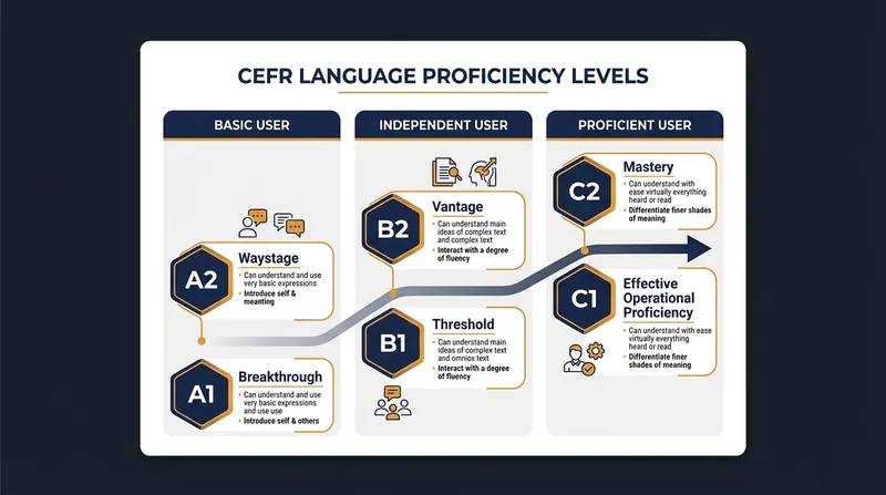 The CEFR organizes language proficiency into six distinct reference levels across three broad bands.