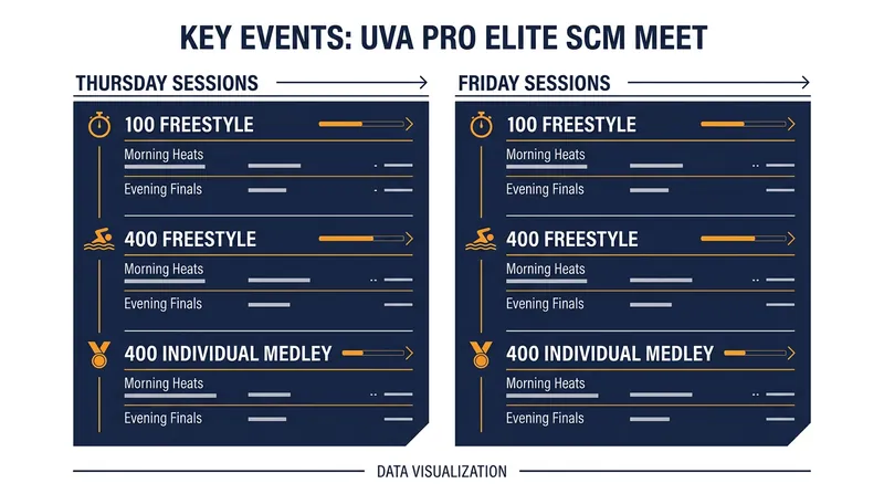 The three-session schedule features a grueling lineup of short-course sprint and distance events.