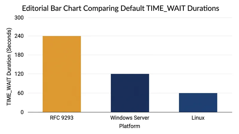 Modern operating systems reduce the official four-minute wait time to prevent servers from running out of ephemeral ports.