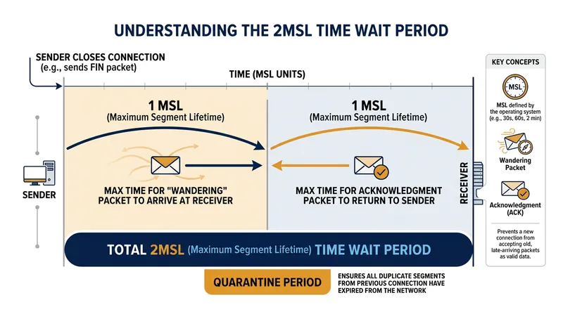 The 2MSL quarantine ensures that any delayed packets from the old connection expire before the port is reused.