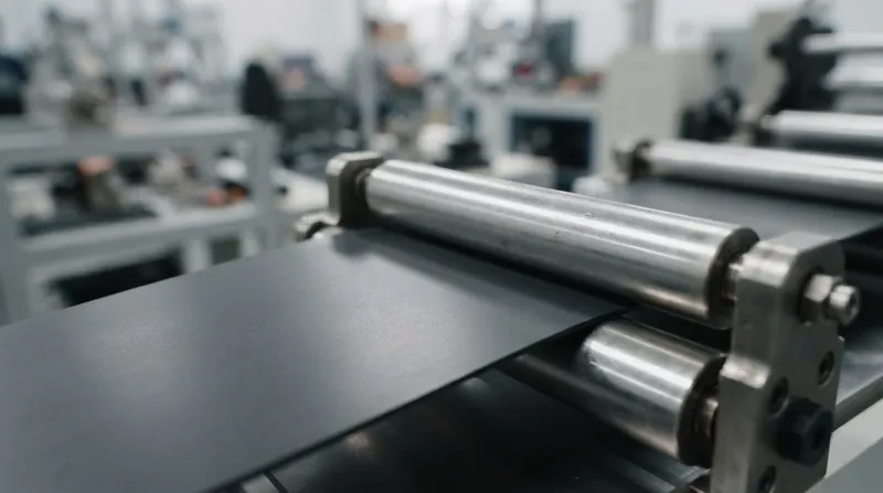 Illustration: The rotating magnetic pattern is permanently imprinted into the flexible sheet by rolling powerful cylindrical magnets over the hot vinyl.