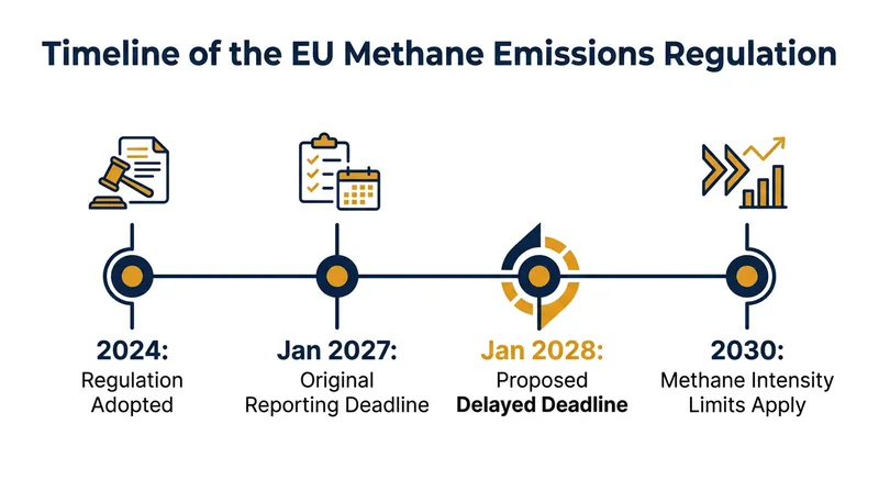 The proposed delay would push the initial reporting requirements to 2028, while leaving the stricter 2030 methane intensity limits intact.