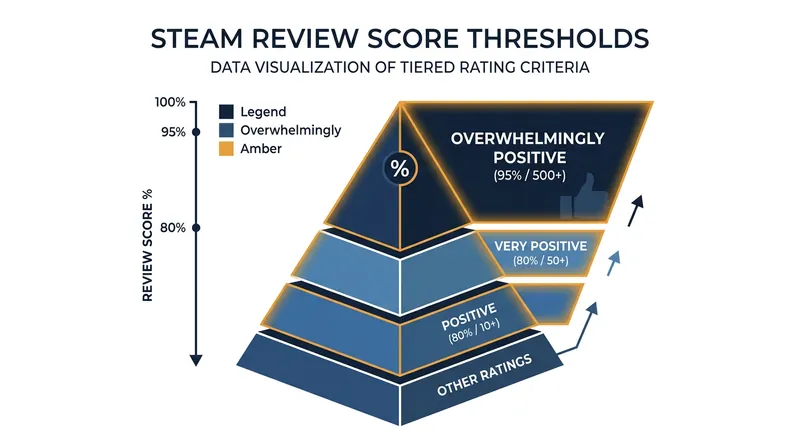 The exact percentage and volume thresholds required to unlock Steam's top three rating labels.