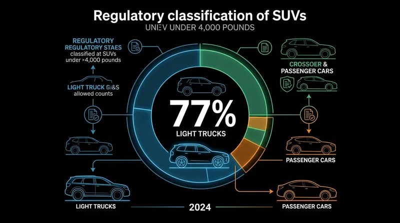 Automakers increasingly design small SUVs to meet the regulatory definition of a light truck.