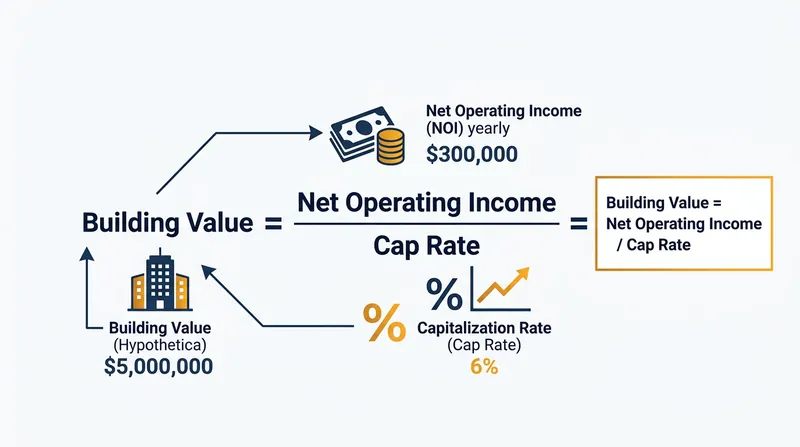 The capitalization rate formula dictates how commercial properties are valued by investors and lenders.