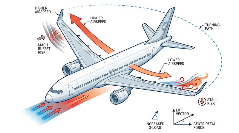 In a steep turn at high altitude, the inside wing can stall while the outside wing simultaneously breaks the sound barrier.