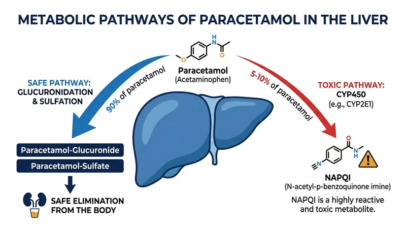 At therapeutic doses, the liver safely processes 90 percent of paracetamol, leaving only a small fraction to become toxic NAPQI.