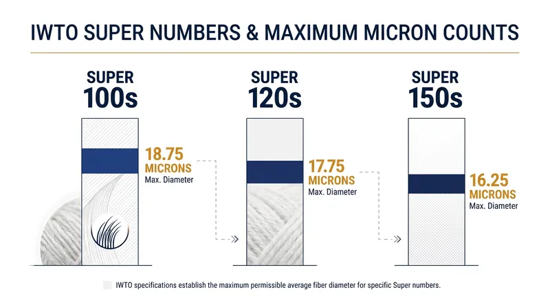 Higher Super numbers correspond to strictly regulated, smaller fiber diameters.