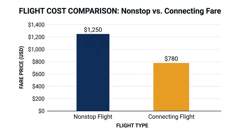 Airlines frequently charge a premium for nonstop convenience, pricing direct flights higher than connecting itineraries that use the same aircraft.