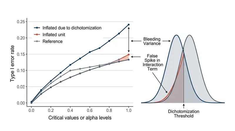 Categorizing correlated predictors forces residual variance into other variables, manufacturing false-positive interactions.
