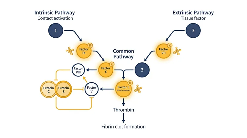 Warfarin halts the liver's production of both clot-forming factors and natural anticoagulants simultaneously.
