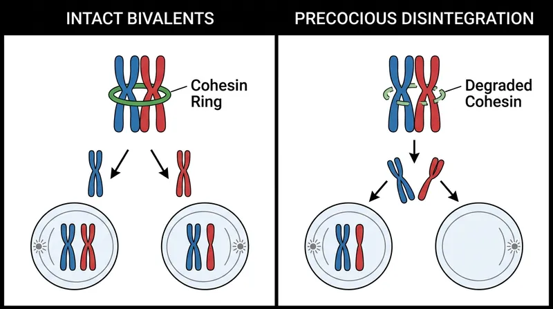 When cohesin degrades, chromosomes can disintegrate prematurely, causing the cellular machinery to sort them incorrectly.