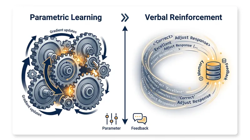 Verbal reinforcement bypasses the computationally expensive process of updating a model's internal parameters.