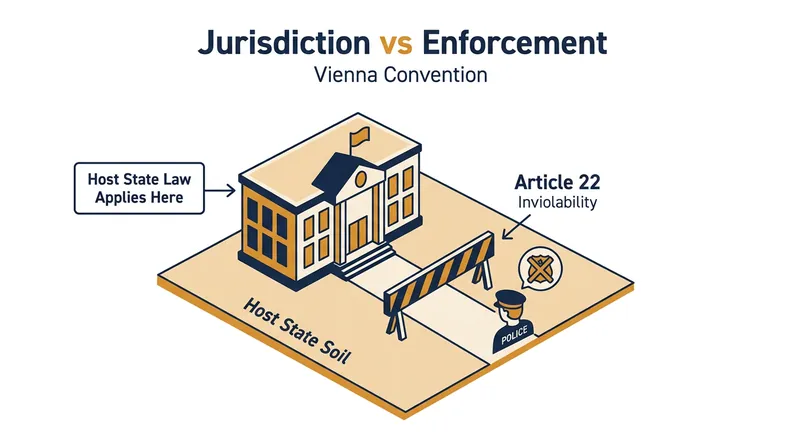 Inviolability acts as a procedural shield against enforcement, not an exemption from host state jurisdiction.