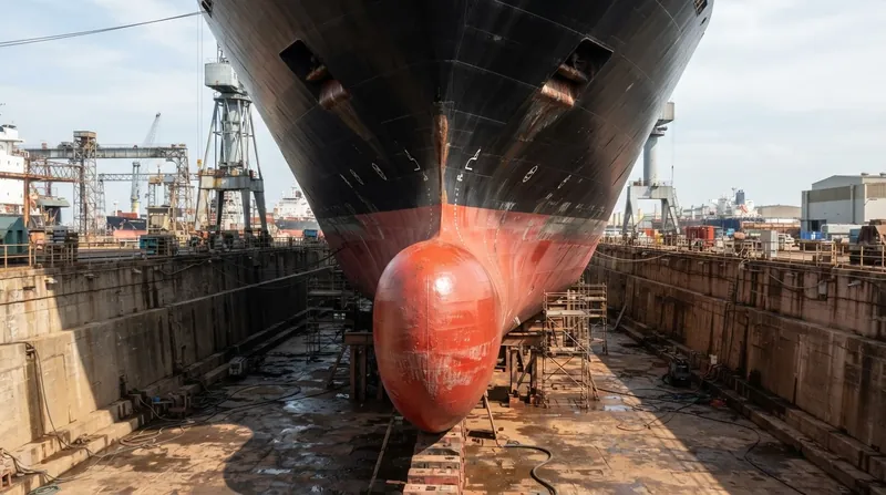 Illustration: Slow-moving vessels like tugboats rely on straight bows to avoid the friction penalty of a submerged bulb.
