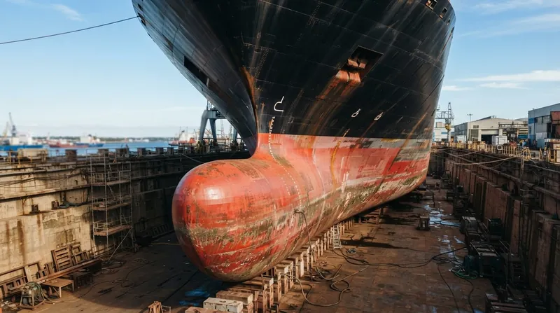Illustration: Naval architects must optimize the bulb's vertical placement for the vessel's most common operating draft.