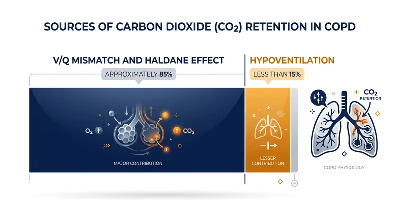 Reduced breathing accounts for a tiny fraction of the carbon dioxide retention seen during high-flow oxygen therapy.