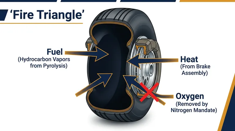 Nitrogen inflation breaks the fire triangle by keeping oxygen concentrations below the 5 percent threshold required for combustion.