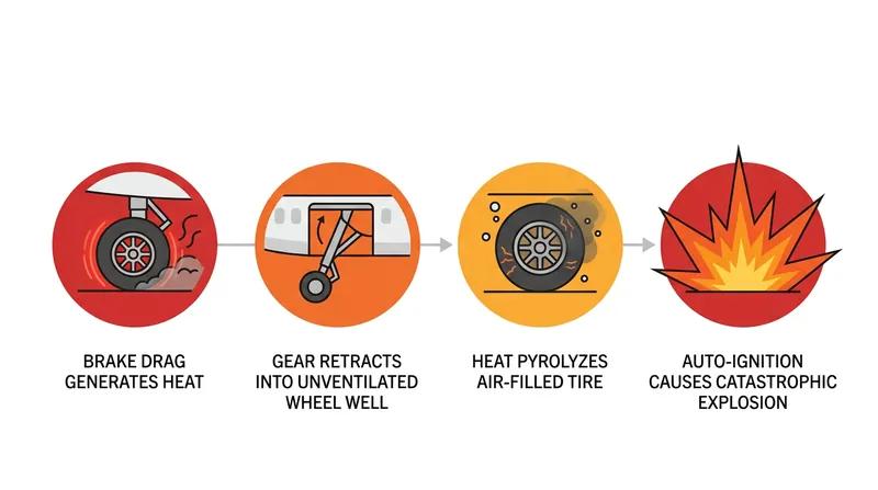The 1986 crash of Mexicana Flight 940 demonstrated the catastrophic potential of an air-filled tire subjected to extreme brake heat.
