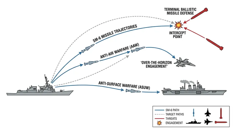 The SM-6 is the only weapon in the US arsenal capable of simultaneously executing anti-air, anti-surface, and terminal ballistic missile defense missions.