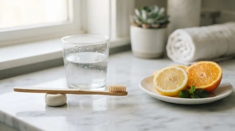 Illustration: Rinsing with plain water immediately after an acidic meal helps dilute residual acid and accelerates pH recovery.