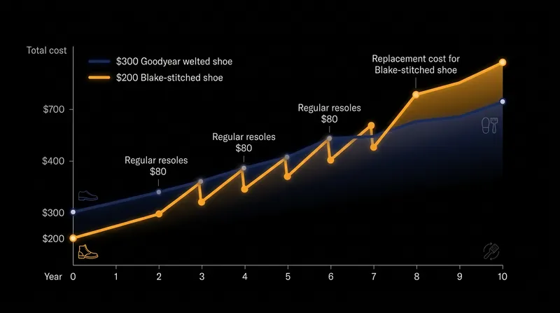 While welted shoes cost more upfront, their ability to be resoled indefinitely lowers their long-term cost of ownership.