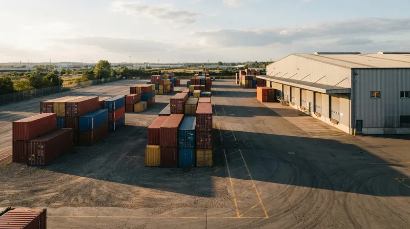 Illustration: Detention clocks run while empty containers sit idle at inland warehouses.