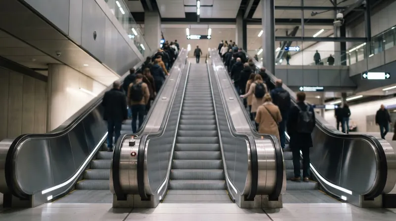 Illustration: While standing on both sides clears the platform faster, it penalizes the individual rider who is rushing to catch a train.