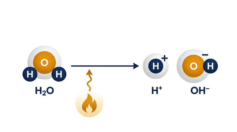 Water autoionization is an endothermic process, meaning it absorbs heat to produce free-floating ions.
