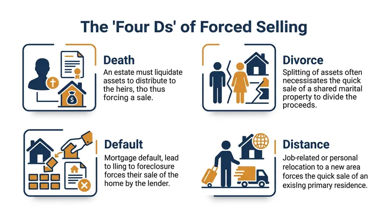 Life events eventually force a subset of homeowners to sell, breaking the market standoff.