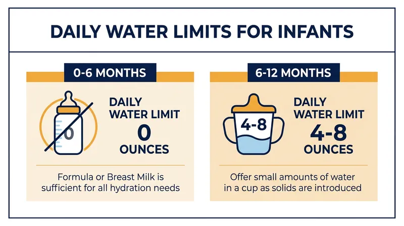 Pediatric guidelines strictly limit supplemental water during the first year of life.