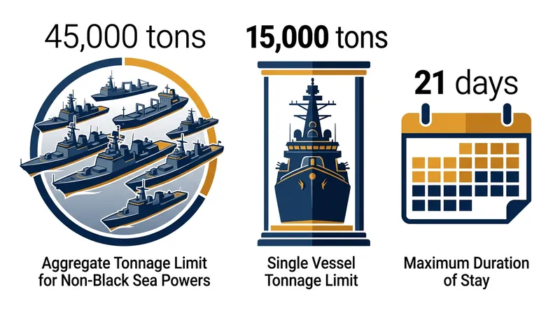 The Montreux Convention imposes strict ceilings on the size and duration of non-littoral naval forces in the Black Sea.