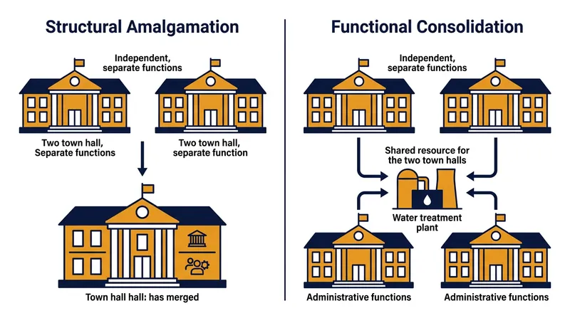 Functional consolidation allows towns to share capital-intensive infrastructure without merging their political bodies or payrolls.