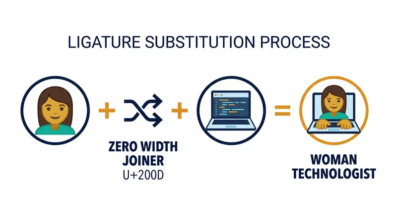 How ligature substitution builds a profession emoji.