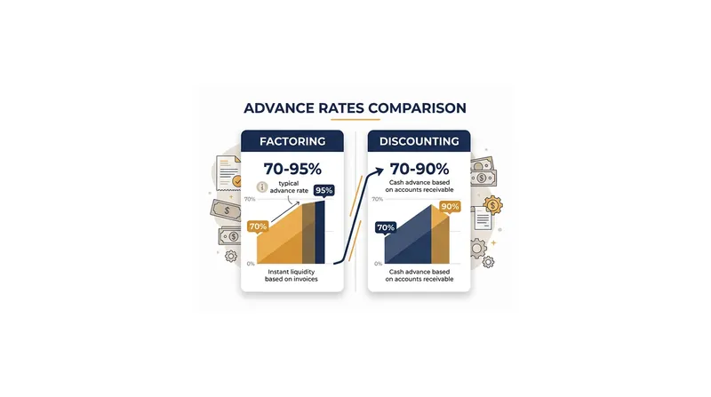 Factoring typically offers slightly higher maximum advance rates than discounting.