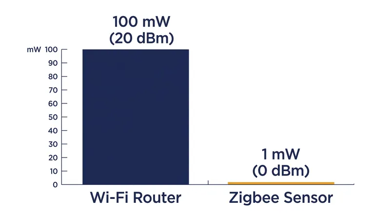 The power asymmetry in the 2.4 GHz band means Wi-Fi transmissions easily drown out low-power smart home sensors.