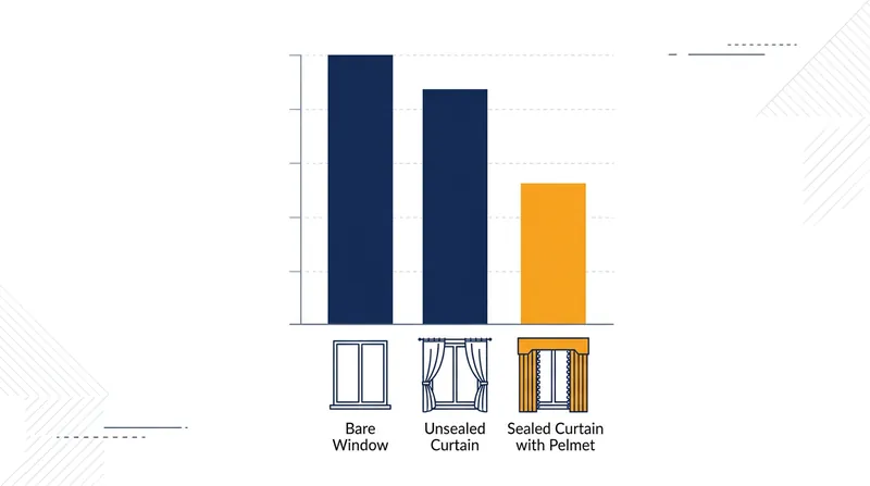 Adding a pelmet reduces convective heat loss by up to 35 percent compared to a free-hanging rod.