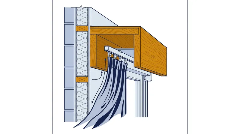 A pelmet physically blocks the entry point for warm air, turning the cavity into an insulating dead-air space.