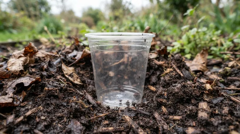 Illustration: Without sufficient heat, PLA bioplastics remain physically intact in home compost piles.