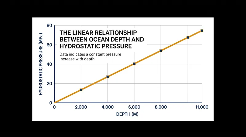 Hydrostatic pressure increases linearly with depth, forcing deep-sea organisms to adapt to forces exceeding 800 atmospheres.