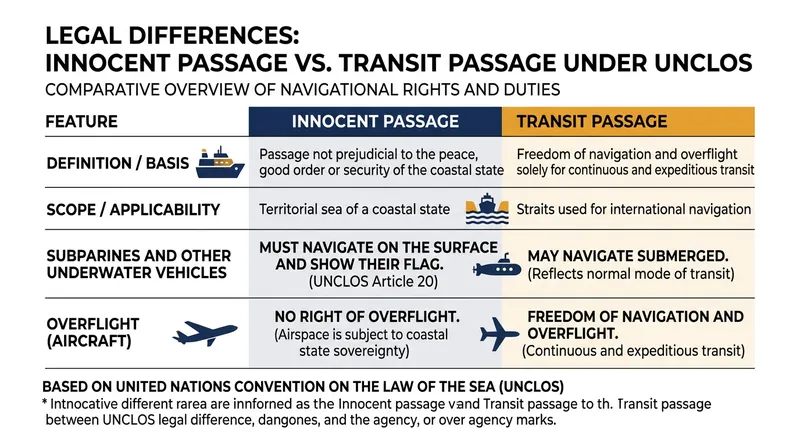 Transit passage grants significantly broader navigational freedoms than the strict rules of innocent passage.
